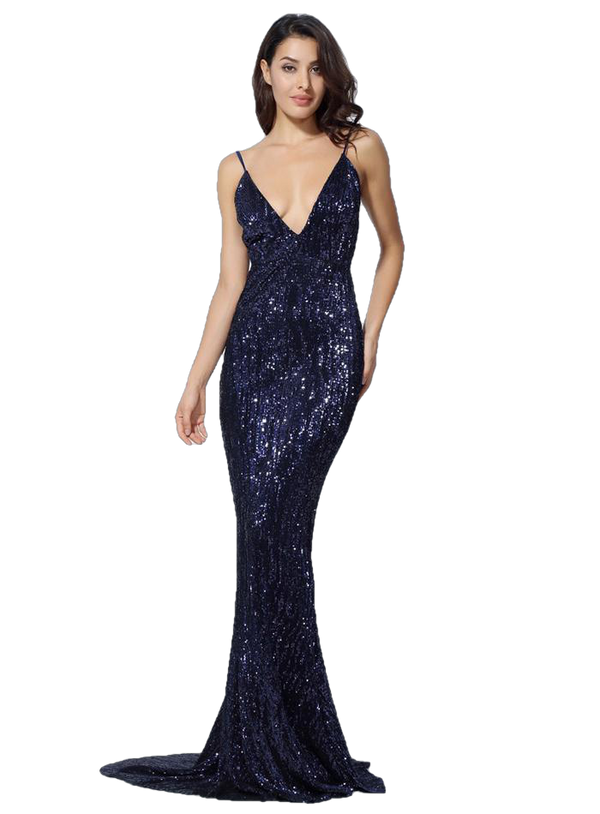 Ladies' Long Dress with Elastic Collar & Open Back