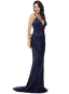 Ladies' Long Dress with Elastic Collar & Open Back
