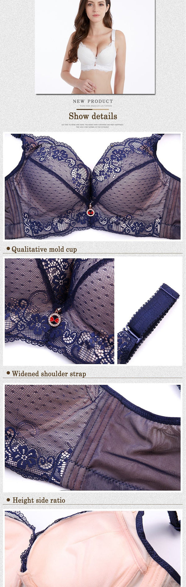 Push Up Padded Bras For Women Lace Plus Size Bra Add Two Cup Underwire Brassiere A B C Cup