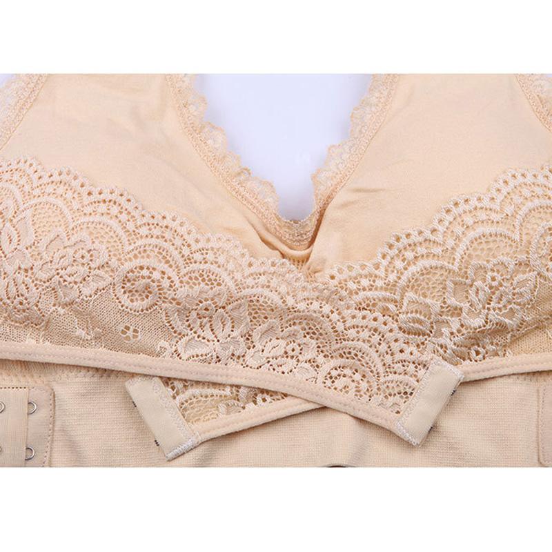 Sexy Front Cross Side Buckle Wireless Lace Bra Breathable Sport For Women Push Up