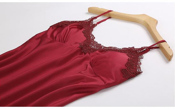 Women smooth Pajamas 5 Pieces Satin Silk Sleepwear With Chest Pads
