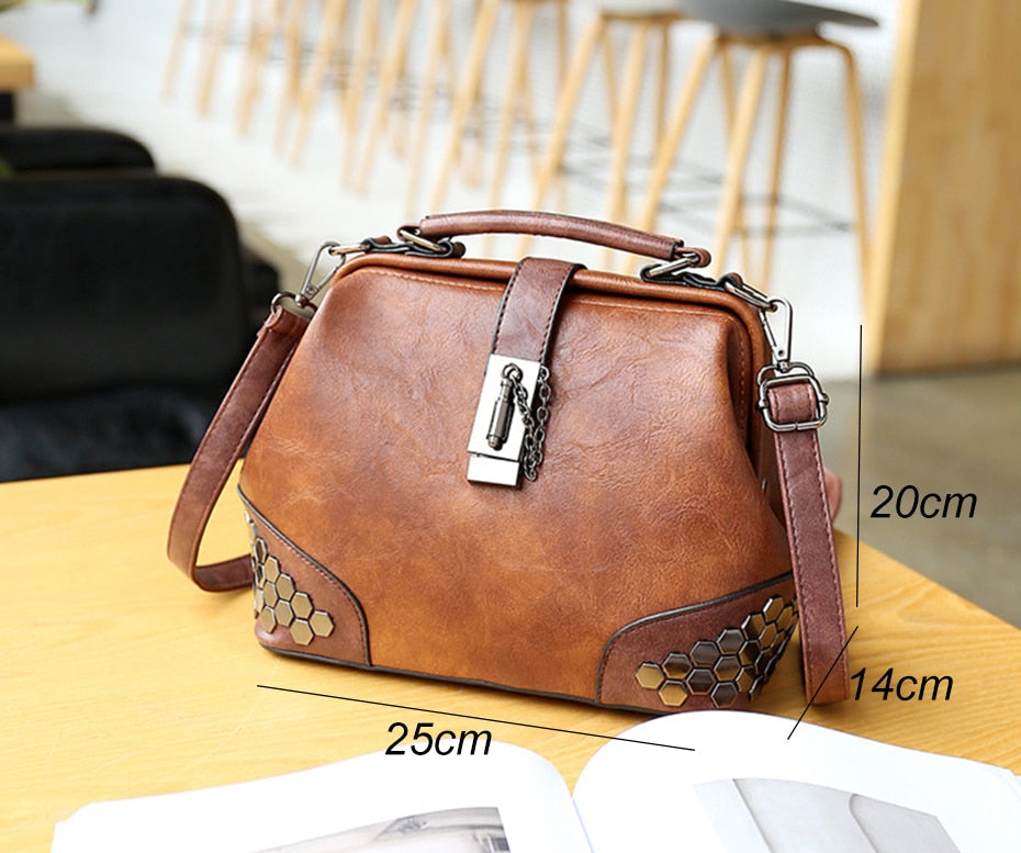 Women Handbag Leather Small Doctor Crossbody Handbag