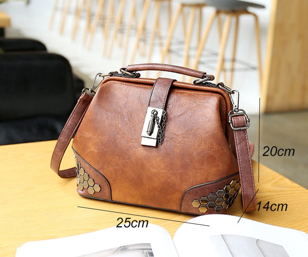 Women Handbag Leather Small Doctor Crossbody Handbag
