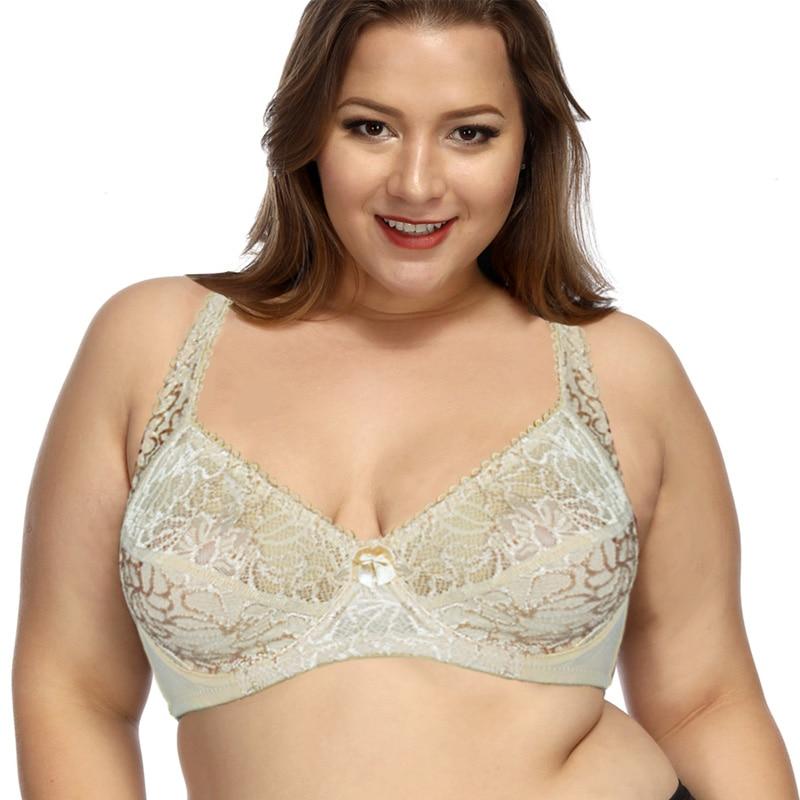 Womens Lager Bosom Perspective Lace Bras Underwired Sexy Lingerie Embroidery Floral Bralette