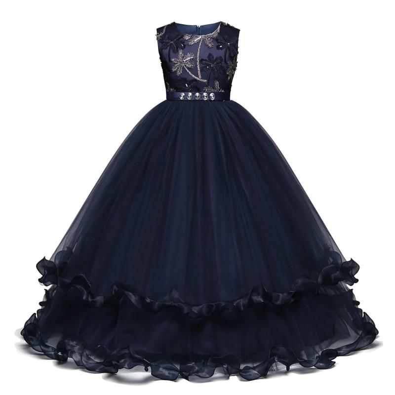 Girls' Embroidered Formal Ball Gown for Weddings & Parties