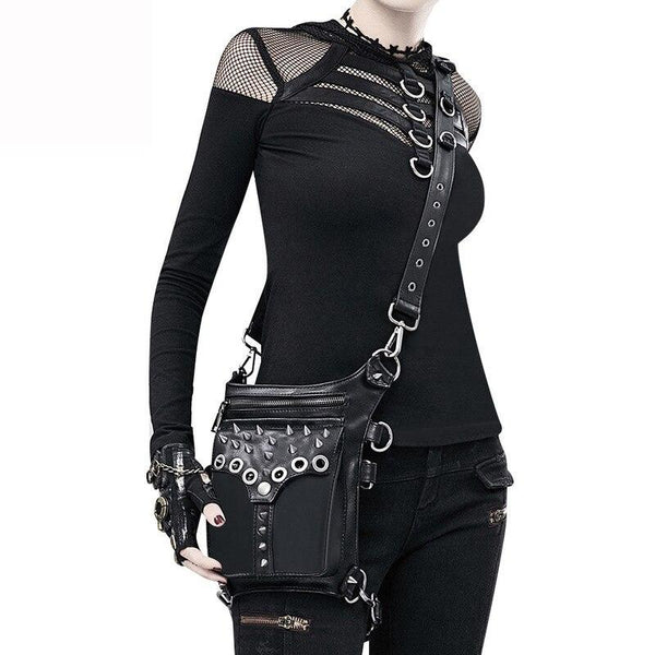 Lady Pockets Retro Waist Pack Messenger PU Leather Travel Leg Bags