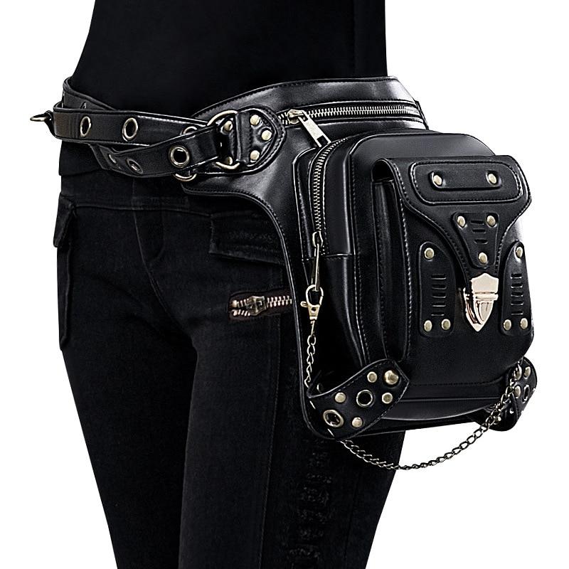 Lady Pockets Retro Waist Pack Messenger PU Leather Travel Leg Bags