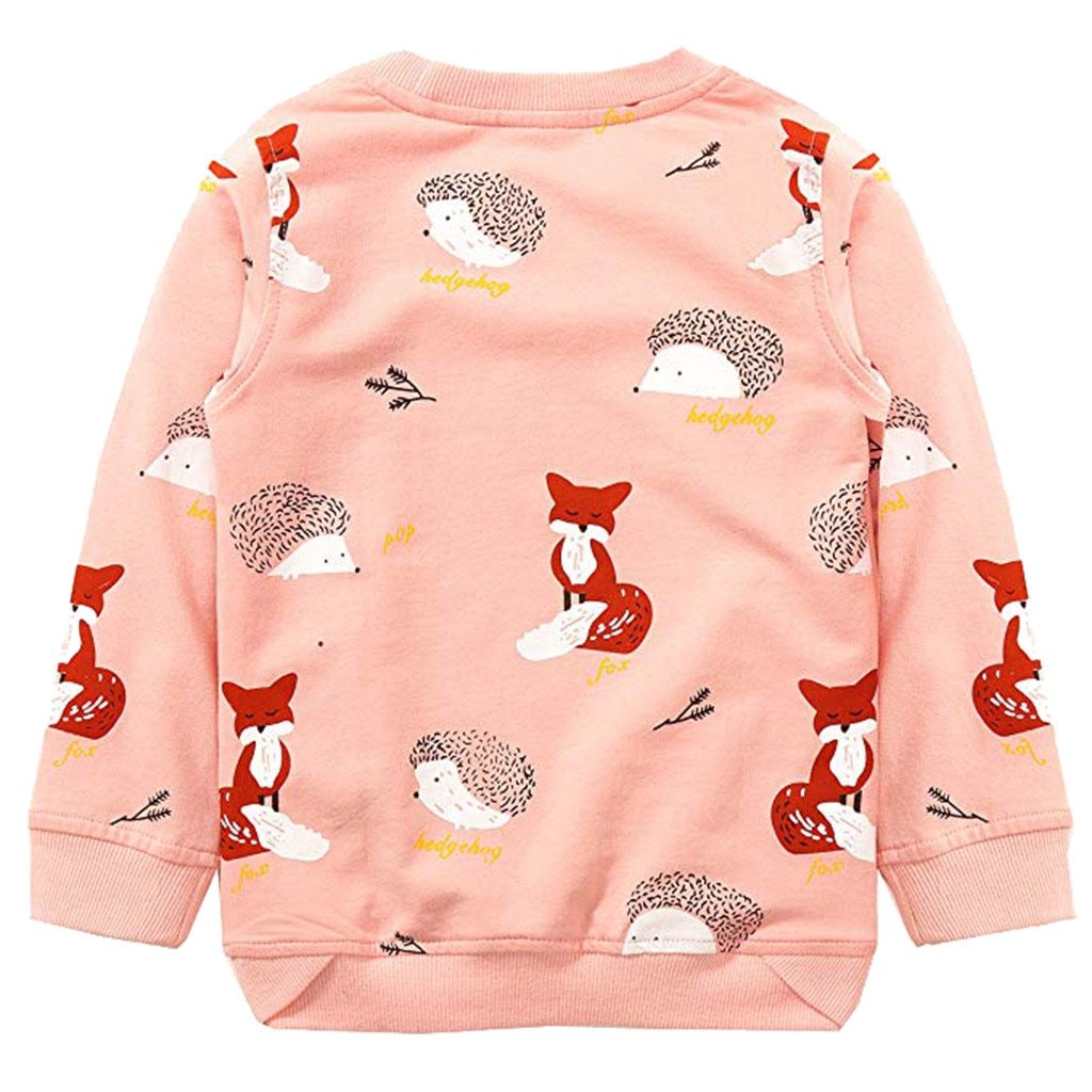 Toddler Baby Boys Girls Cartoon Fox Print Boys Hoodies