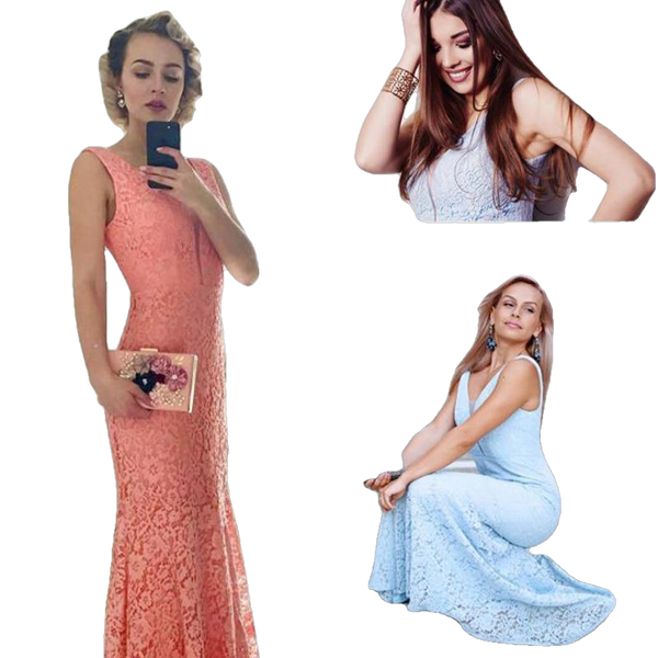 Elegant Lace V-Neck Mermaid Prom Dress for Christmas