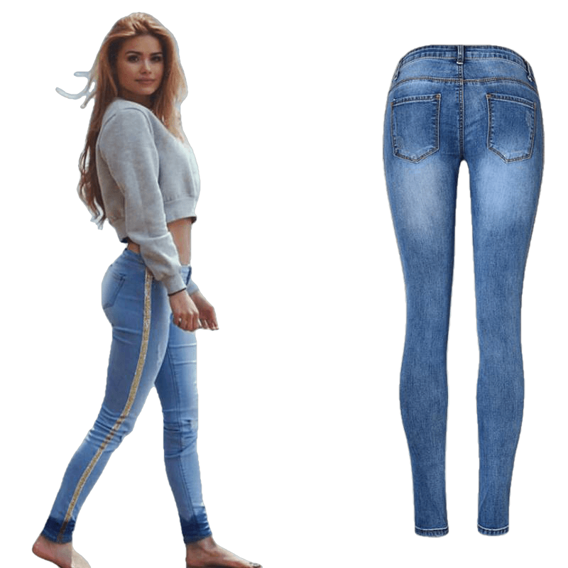 Low Waist Fashion Side Stripe Skinny Jeans Secondary image