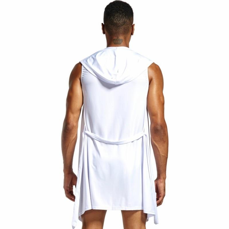 Men's Ice Silk Hooded Bathrobe Pajamas