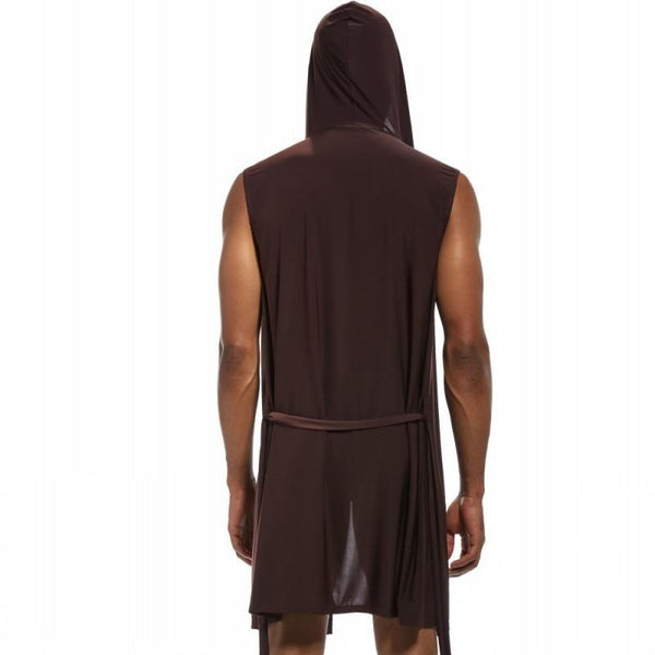 Men's Ice Silk Hooded Bathrobe Pajamas