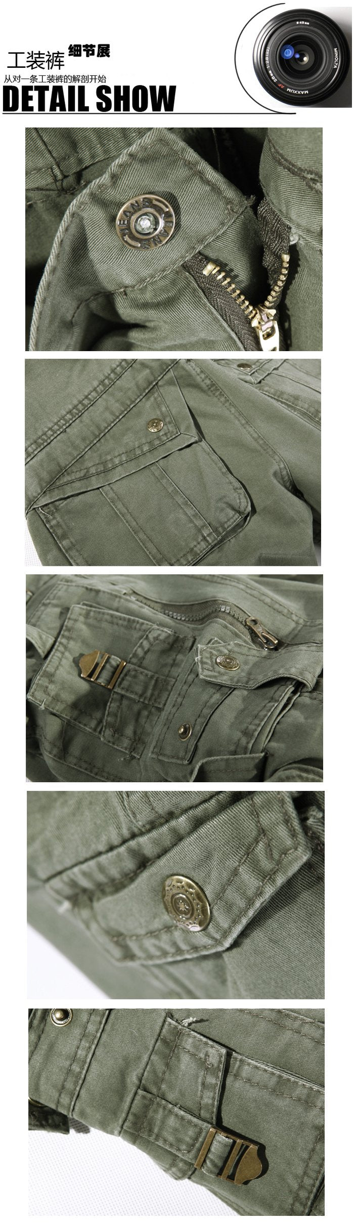 Men Cargo Pants Army Big Pockets Decoration Mens Casual Trousers Wash Male Autumn Army