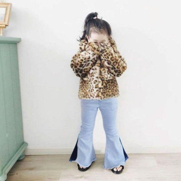 Toddler Kids Girls Denim Bell Bottom Pants Jeans And Wide Leg Trousers
