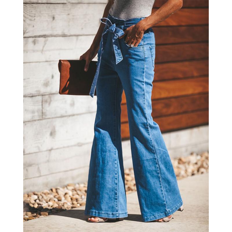 Retro Bell Bottom Stretch High Waist Wide Leg Jeans Secondary image