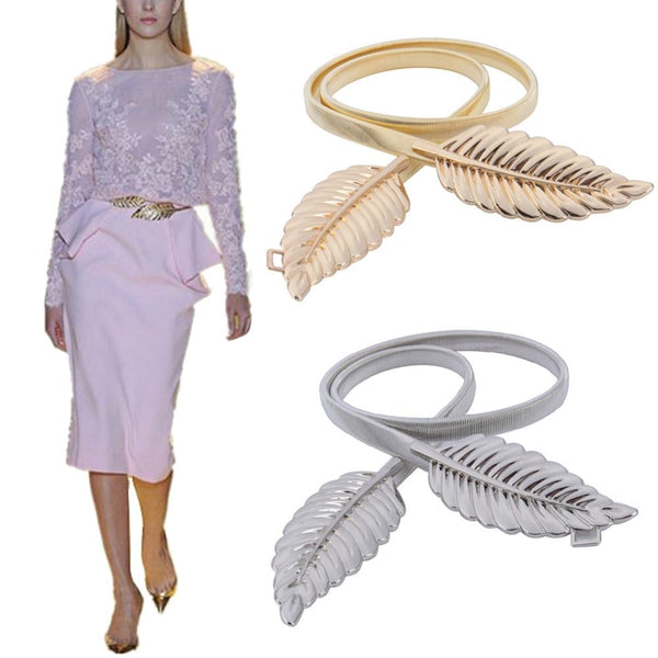 Women Metal Vintage Waist Belt Leaf Design Chain