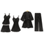 Women smooth Pajamas 5 Pieces Satin Silk Sleepwear With Chest Pads
