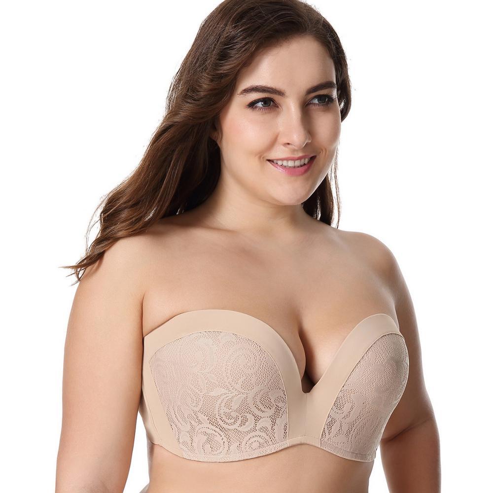 Women'S Slightly Padded Push Up Great Support Lace Strapless Bra Main image