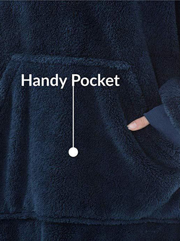 Women's Oversized Plush Blanket Hoodie Robe with Pocket - Warm Sleepwear