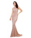 Love&Lemonade   Champagne Collar Side Cut Out Fishtail Slim Elastic Sequins Long Dress LM1152