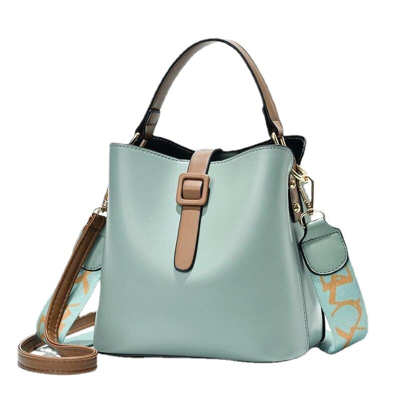 Women's Wide Strap Bags Bucket Large Capacity Single Shoulder Messenger Handbags