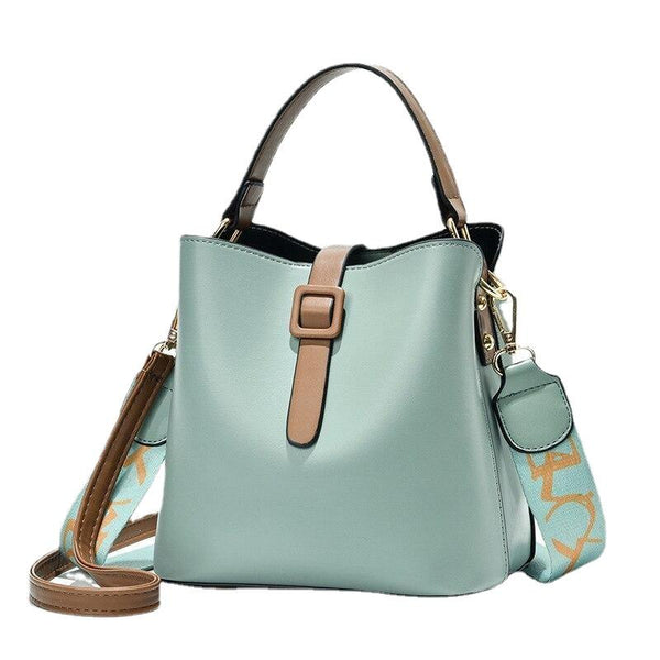 Women's Wide Strap Bags Bucket Large Capacity Single Shoulder Messenger Handbags