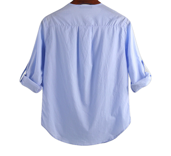 Cotton Solid Basic Men Tops Leisure Casual Shirt - Sheseelady