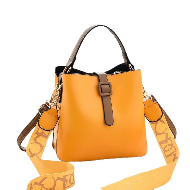 Women's Wide Strap Bags Bucket Large Capacity Single Shoulder Messenger Handbags Secondary image