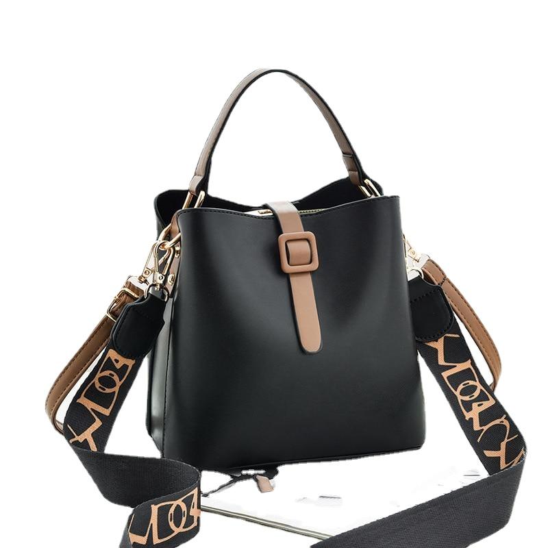 Women's Wide Strap Bags Bucket Large Capacity Single Shoulder Messenger Handbags