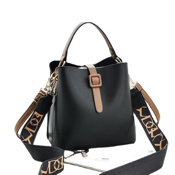 Women's Wide Strap Bags Bucket Large Capacity Single Shoulder Messenger Handbags