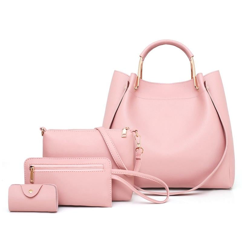 Women Plain Faux Leather Four-piece Set Handbag Shoulder Bag Clutch Bag Main image