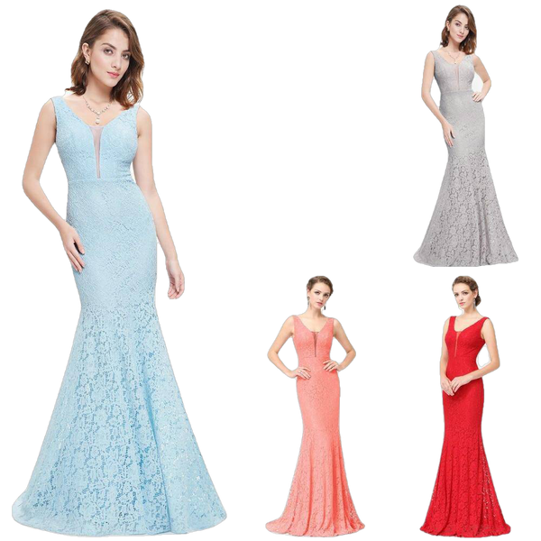Elegant Lace V-Neck Mermaid Prom Dress for Christmas