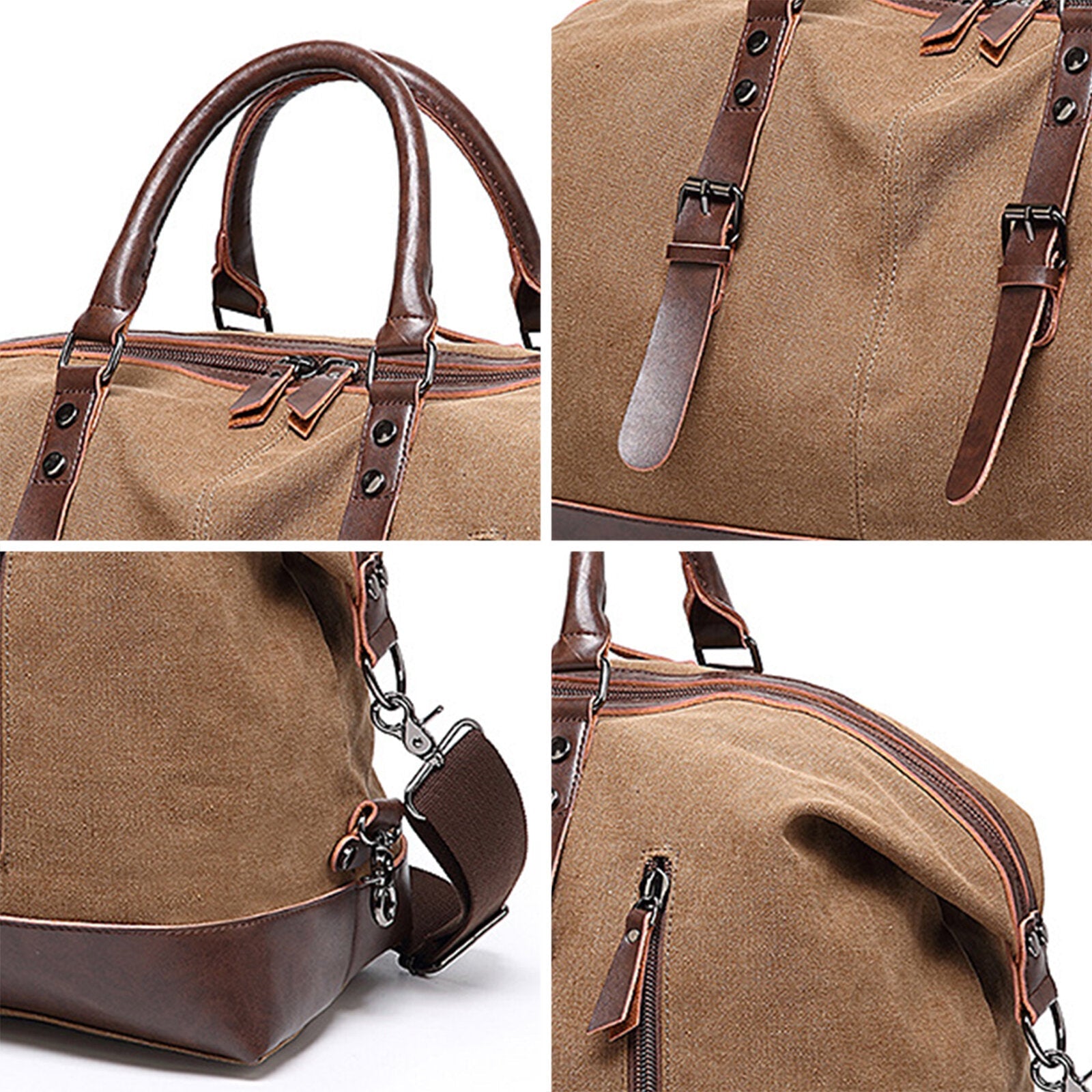 Men's Vintage Canvas Messenger Bag - Large Capacity, Contrast Stitching, Casual Outdoor Travel Secondary image