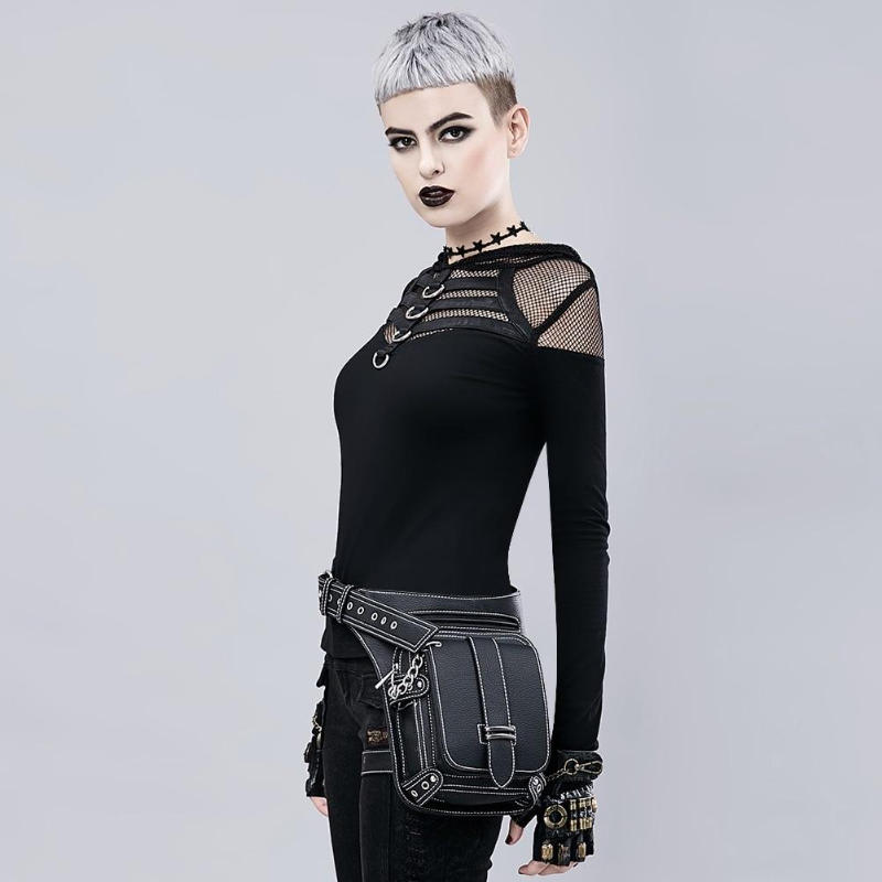 Lady Pockets Retro Waist Pack Messenger PU Leather Travel Leg Bags