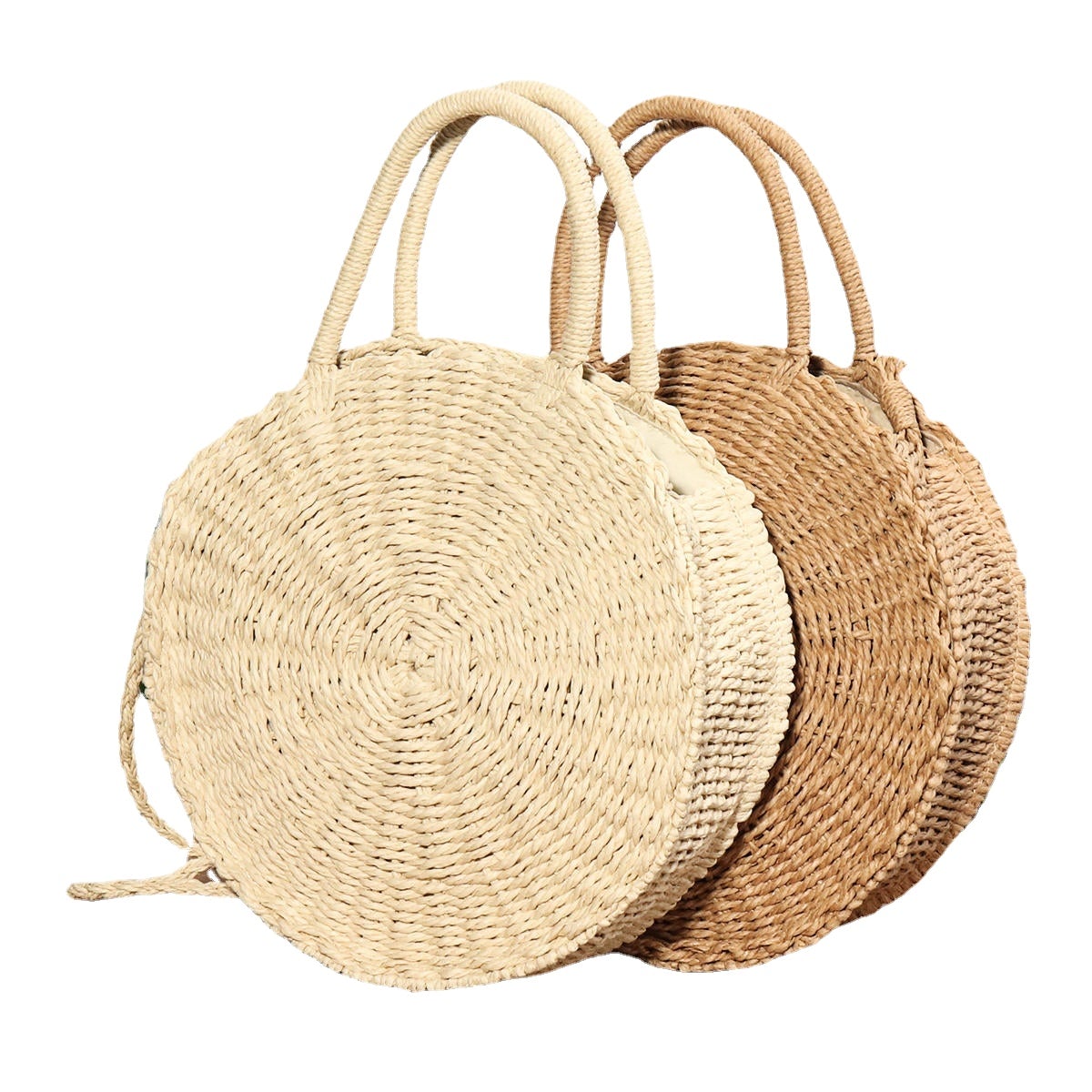 Women Hand Woven Bag Round Rattan Straw Bohemia Style Beach Circle Beach Bags Main image
