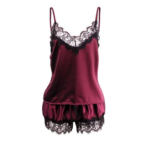 Women's Satin Spaghetti Strap Pajama Set - Cami Top & Shorts Combo