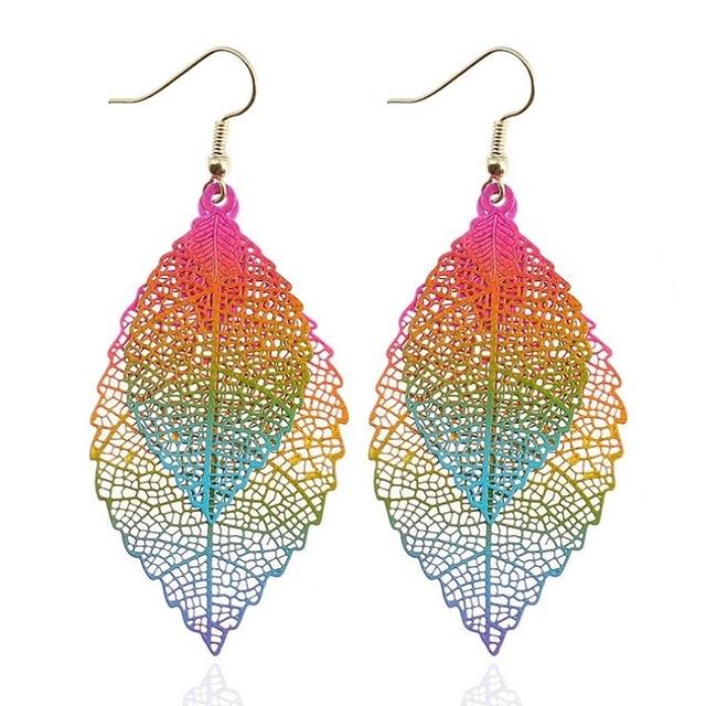 Vintage Leaves Drop Earrings Luxury Boho Bohemian Leaf Dangle Earrings Hollow Out Secondary image