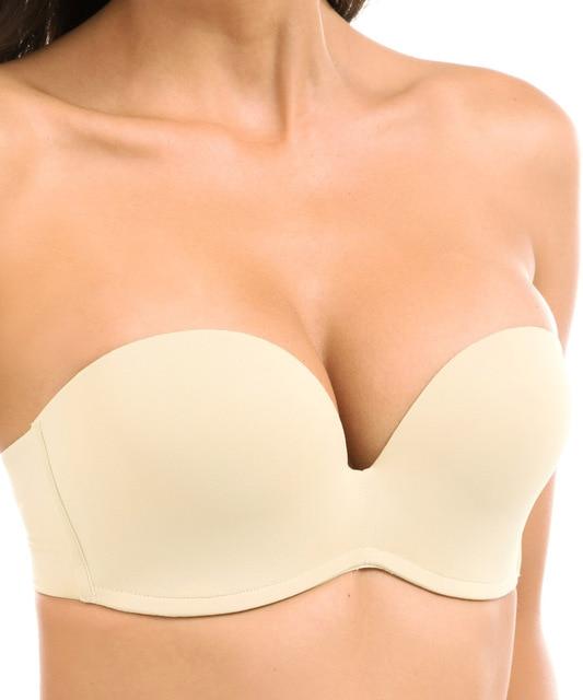 Women's Silicone Bands Strapless Push Up Self Adhesive Plunge Multi-way Bra Full Coverage