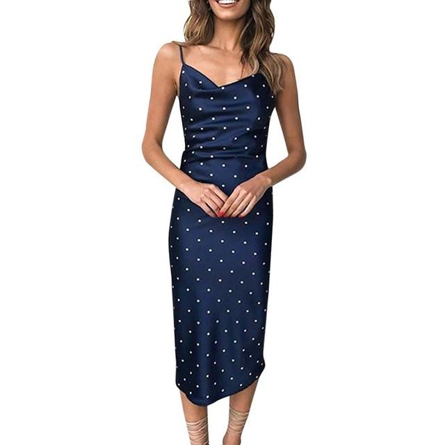 Women Summer Spaghetti Strap Backless Sexy Midi Nightgowns