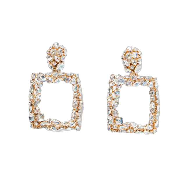 Vintage Multi-Colored Square Drop Earrings Women Shiny Jewelry Trendy Bohemian Secondary image