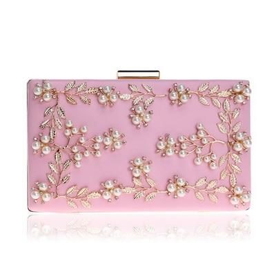 Pu Gold Leaf Metal Beaded Flap Handbag