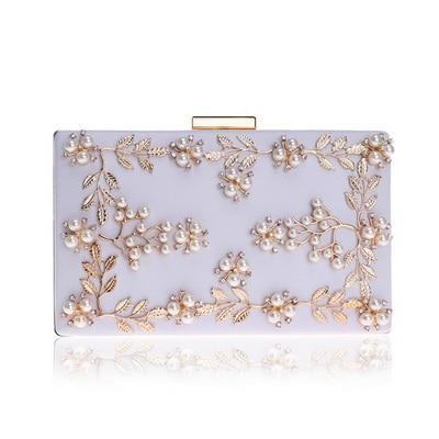 Pu Gold Leaf Metal Beaded Flap Handbag