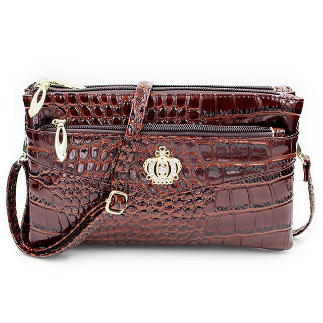 Pu Diamond Crown Crossbody Shoulder Zipper Handbag