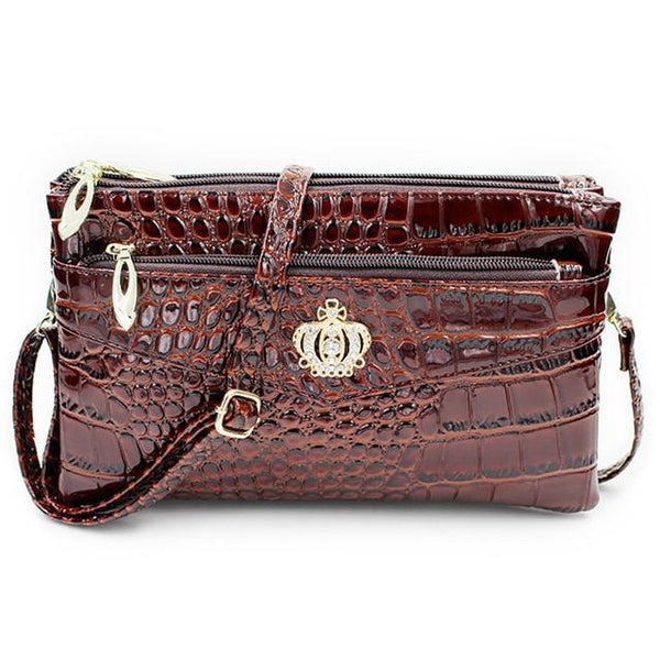 Pu Diamond Crown Crossbody Shoulder Zipper Handbag