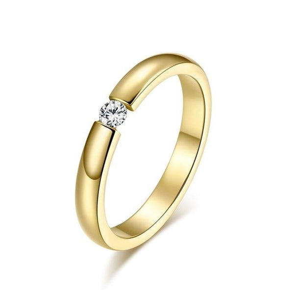 Engagement Ring For Women Stainless Steel Silver Gold Color Finger Girl Gift Us Size 5 6 7 8 9 10 - Sheseelady