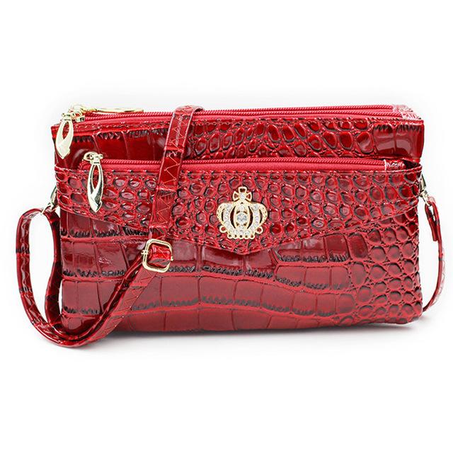 Pu Diamond Crown Crossbody Shoulder Zipper Handbag