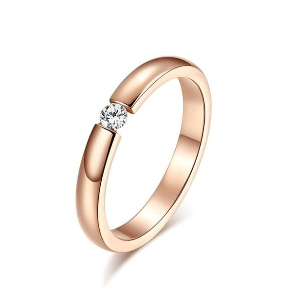 Engagement Ring For Women Stainless Steel Silver Gold Color Finger Girl Gift Us Size 5 6 7 8 9 10 - Sheseelady
