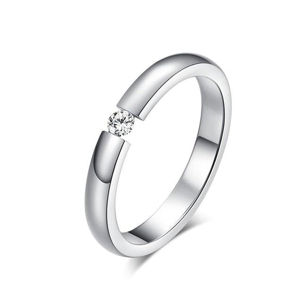 Engagement Ring For Women Stainless Steel Silver Gold Color Finger Girl Gift Us Size 5 6 7 8 9 10 - Sheseelady
